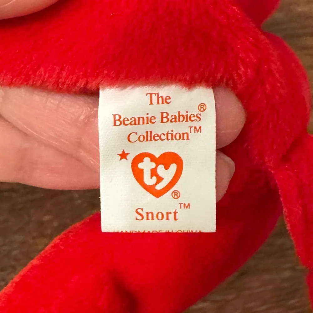 Vintage 1995 Ty Beanie Baby Snort #4002 – PVC Pellets, Retired, Collectible